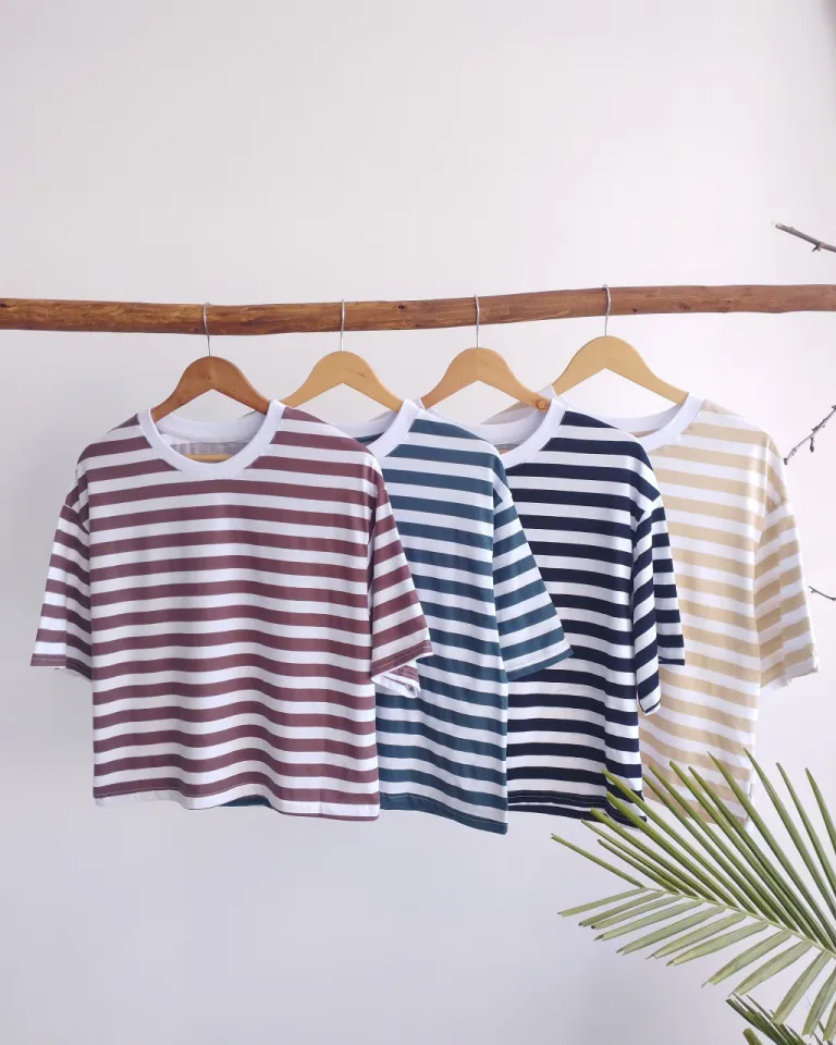 Remera de algodón a rayas en tonos neutros para mujer de Lemmon en Remeras para argentina