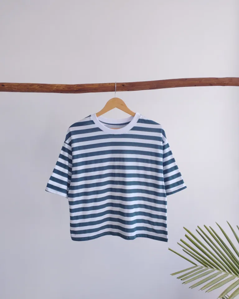 Remera de algodón a rayas en tonos neutros para mujer de Lemmon en Remeras para argentina