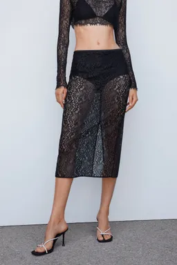 Falda midi encaje de Mango en Faldas para argentina