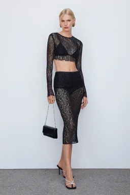 Falda midi encaje de Mango en Faldas para argentina