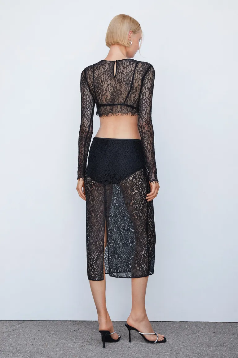 Falda midi encaje de Mango en Faldas para argentina