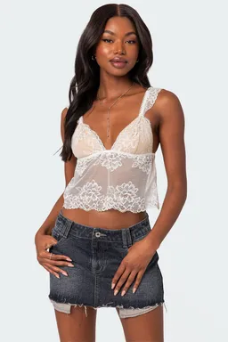 Top encaje transparente jasmine de Edikted en Tops para argentina