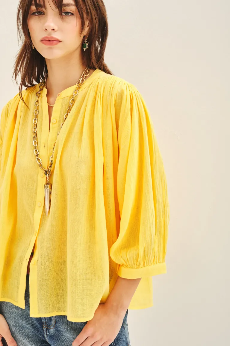 Camisa de algodón con detalles de frunces y medalla corazón en la espalda de Rapsodia en Camisas para argentina