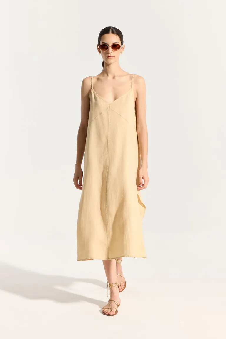 Vestido de lino ligero y amplio con recortes y escote en V de Portsaid en Vestidos para argentina