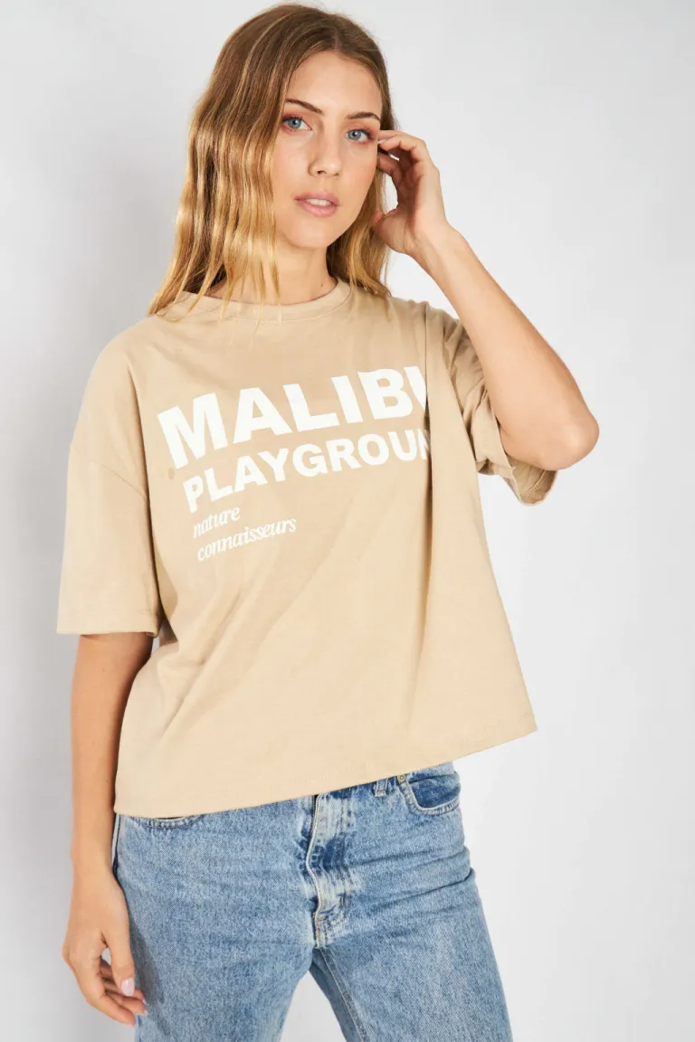 Remera oversize en algodón con estampa gráfica para mujer de Belle en Remeras para argentina