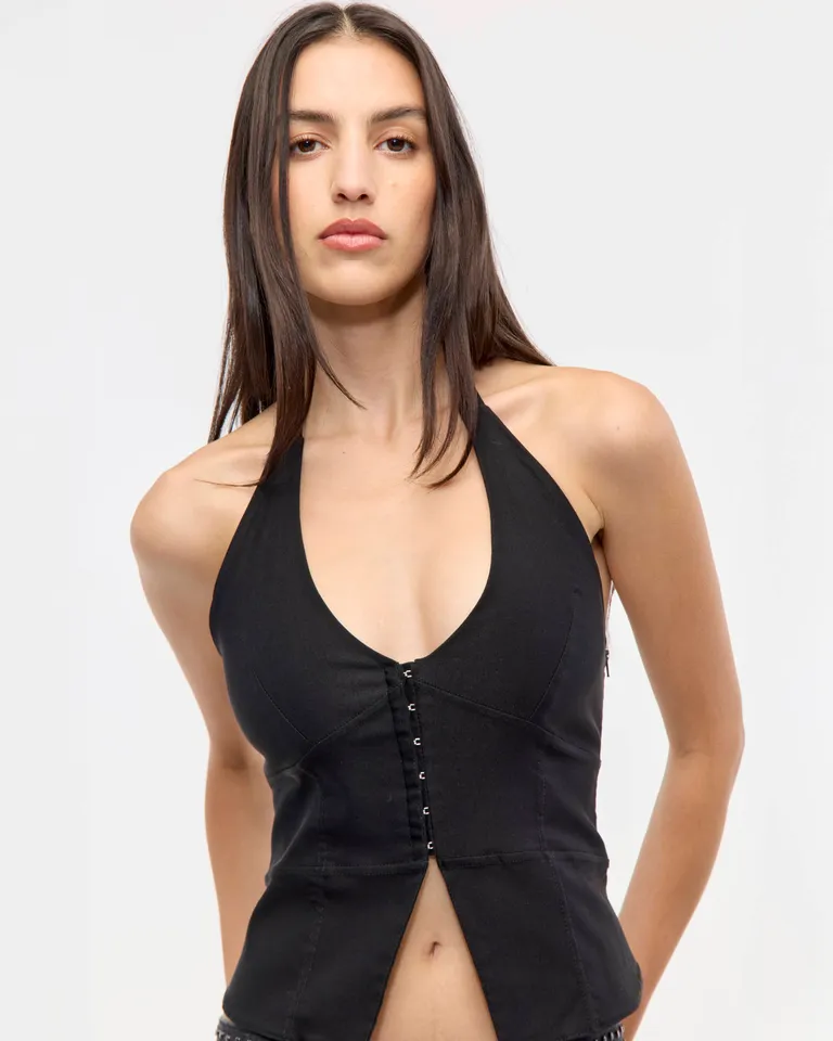 Top halter de bengalina con recortes y doble acceso para mujer de Ay Not Dead en Tops para argentina