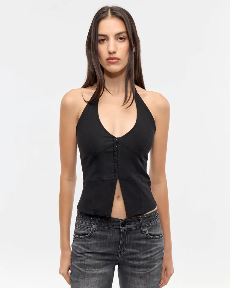 Top halter de bengalina con recortes y doble acceso para mujer de Ay Not Dead en Tops para argentina