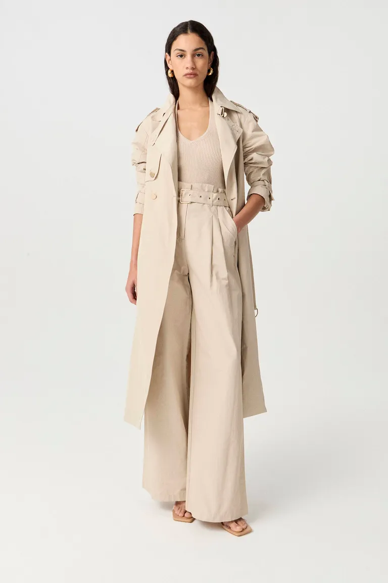 Pantalón de algodón de tiro alto y pierna ancha con detalles en tendencia de Markova en Pantalones para argentina