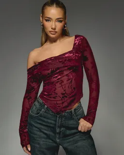 Top bardot devoré manga larga de Missguided en Tops para argentina