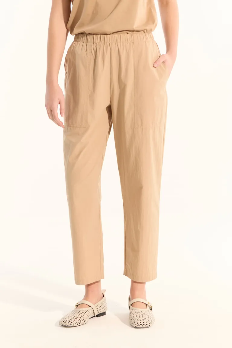 Pantalón de papel con cintura elástica y bolsillos decorativos para mujer de Portsaid en Pantalones para argentina