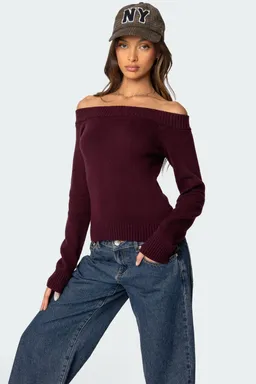 Top tejido elona con hombros descubiertos de Edikted en Buzos y Sweaters para argentina