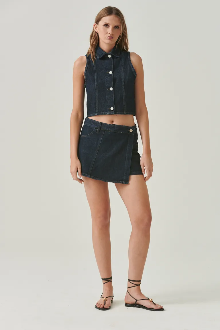 Shorts de denim azul de diseño evasé con bolsillos laterales de Sweet en Shorts para argentina