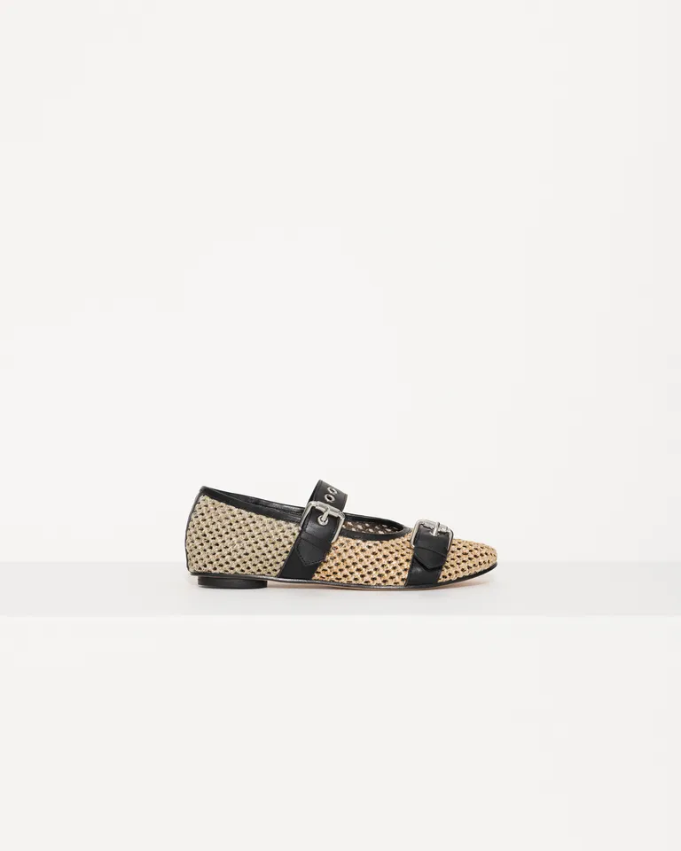 Ballerinas de rafia y cuero en tonos neutros para un estilo sofisticado y cómodo de Jazmin Chebar en Ballerinas para argentina