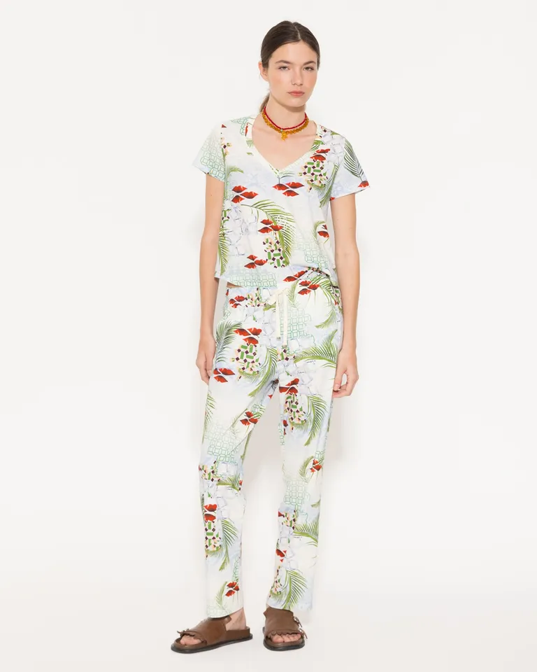 Mono estampado de algodón con cintura elástica para mujer de Jazmin Chebar en Monos para argentina