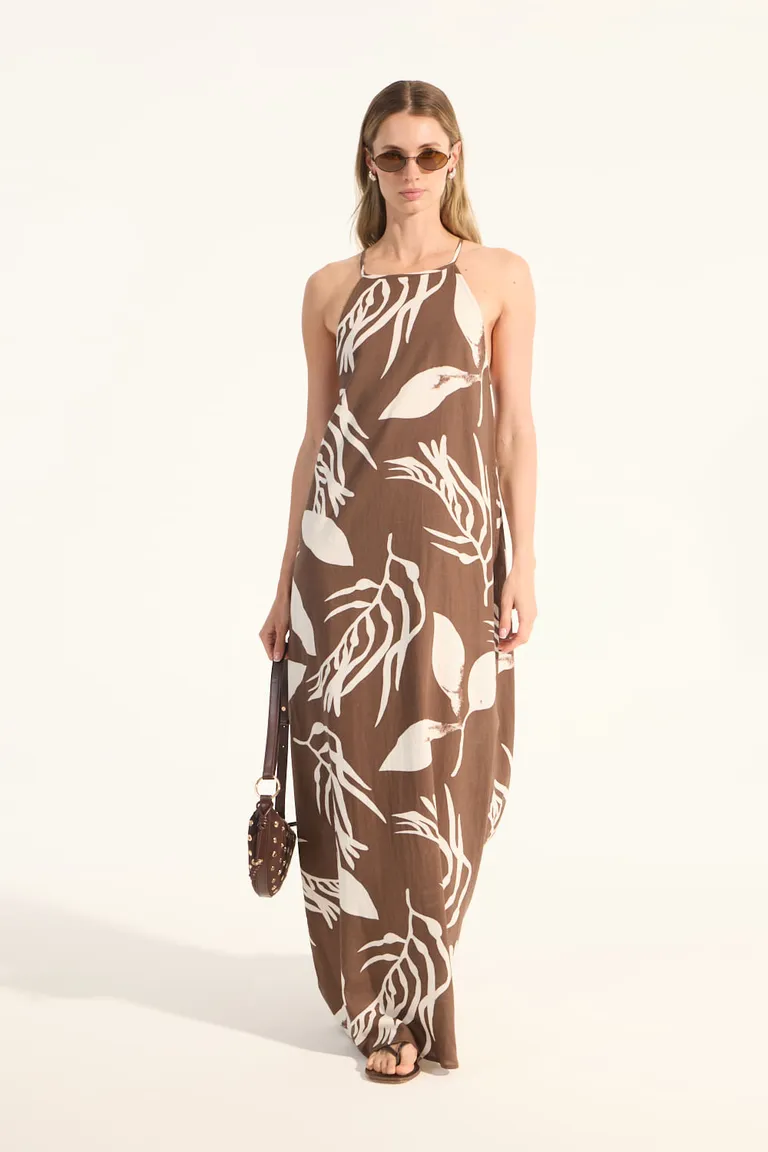 Vestido de lino con estampado de hojas: una opción chic y versátil para tu armario de Portsaid en Vestidos para argentina
