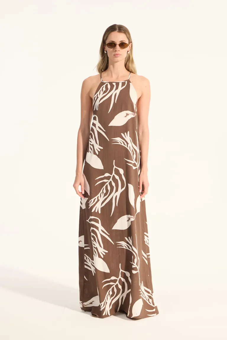 Vestido de lino con estampado de hojas: una opción chic y versátil para tu armario de Portsaid en Vestidos para argentina