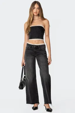 Jeans karli con detalle encaje de Edikted en Pantalones para argentina