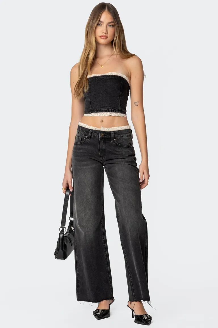 Jeans karli con detalle encaje de Edikted en Pantalones para argentina