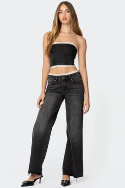 Jeans karli con detalle encaje de Edikted en Pantalones para argentina