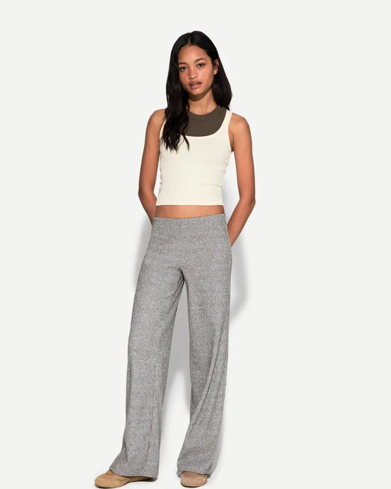 Pantalón wide leg rib soft de Bershka en Pantalones para argentina