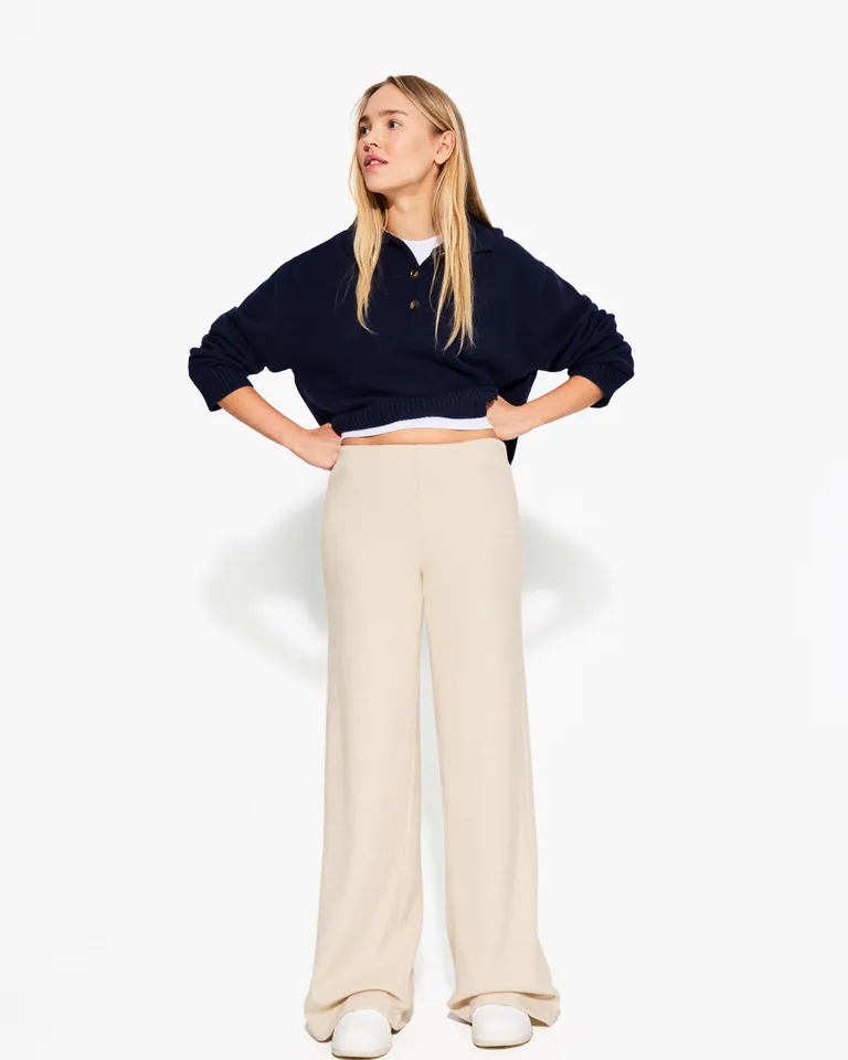 Pantalón wide leg rib soft de Bershka en Pantalones para argentina