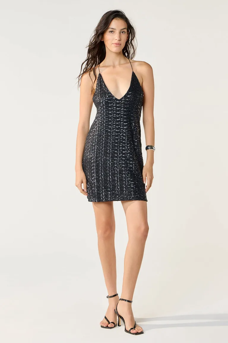 Vestido corto con lentejuelas y escote en V para mujer de Cuesta Blanca en Vestidos para argentina