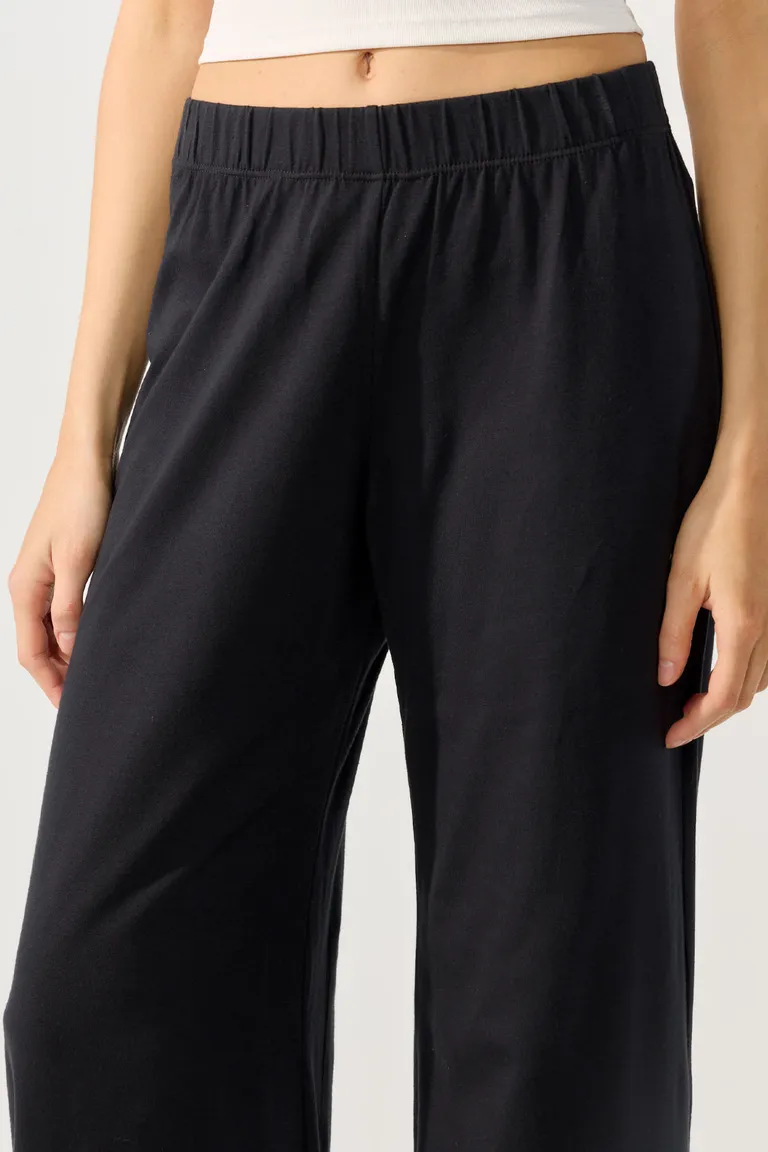 Pantalón palazzo con cintura elástica en negro para mujer de Cuesta Blanca en Pantalones para argentina