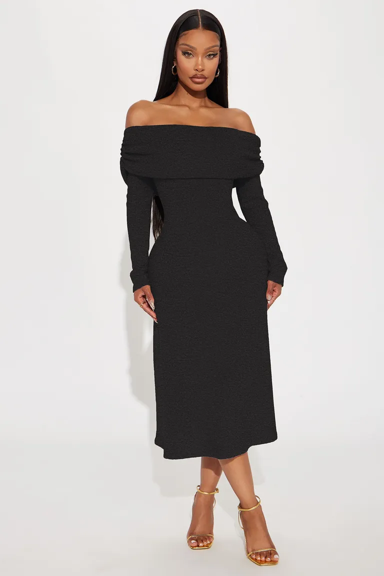Vestido midi hombros descubiertos de Fashion Nova en Vestidos para argentina