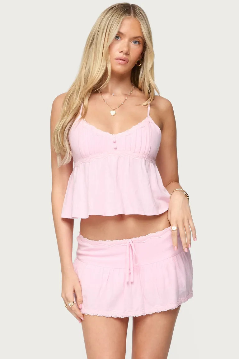 Musculosa plisada encaje selene de Edikted en Tops para argentina
