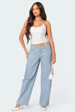 Jeans cargo tiro bajo lentejuelas de Edikted en Pantalones para argentina