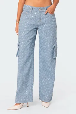 Jeans cargo tiro bajo lentejuelas de Edikted en Pantalones para argentina