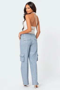 Jeans cargo tiro bajo lentejuelas de Edikted en Pantalones para argentina