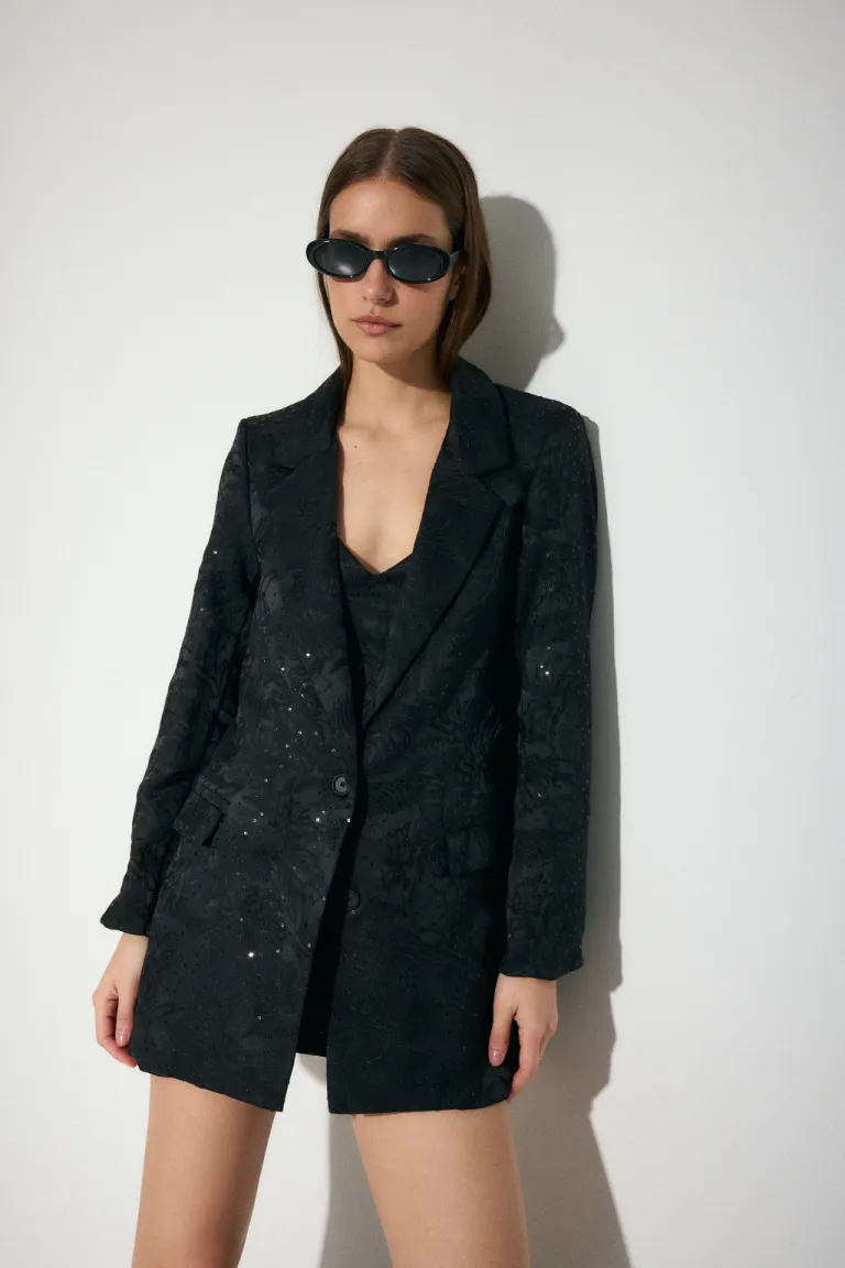 Blazer Oversize con Detalles de Lentejuelas en Jaquard para Mujer de Audaz en Blazers para argentina