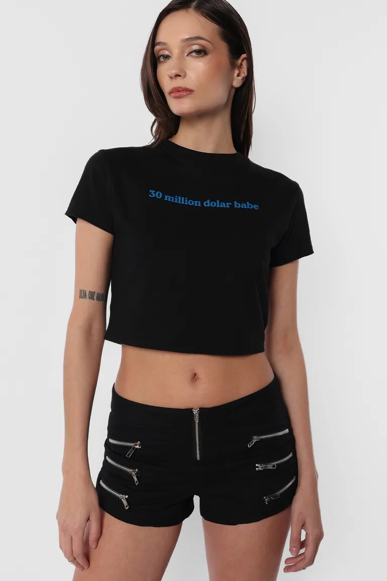 Remera de jersey negro con estampa texto en serigrafía de Top White en Remeras para argentina