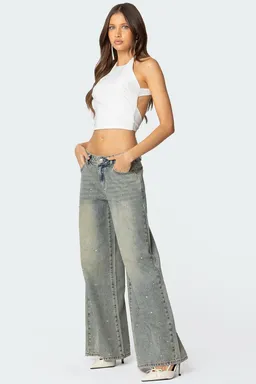 Jean tiro bajo strass de Edikted en Pantalones para argentina