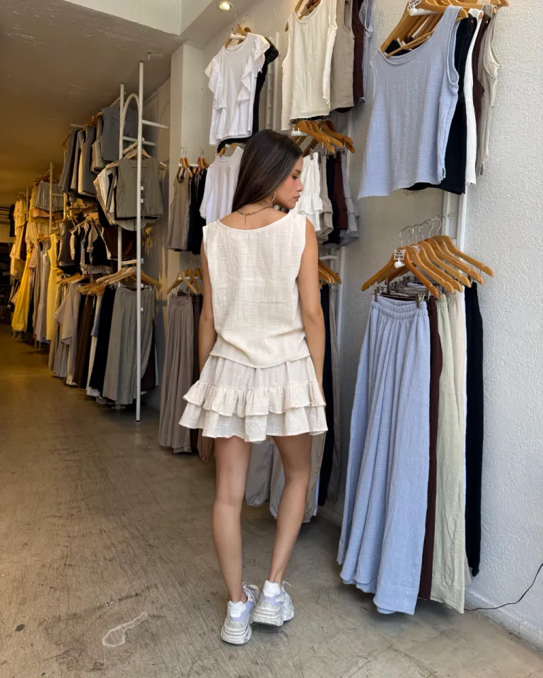 Falda de bambula con volados y cintura elástica - Ideal para todo tipo de looks de Belle en Faldas para argentina