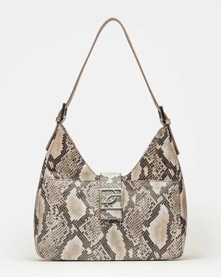 Bolso de mujer en piel sintética con estampado de piel de serpiente y herraje metálico de Prüne en Bolsos y Carteras para argentina