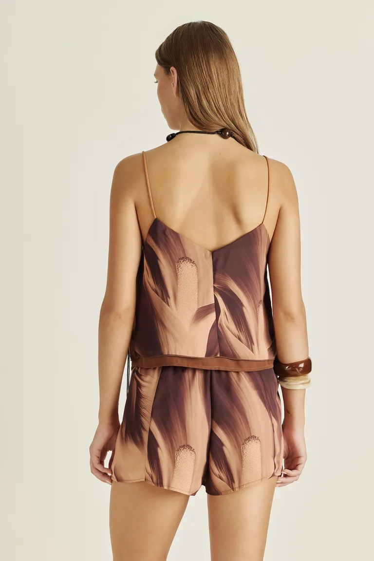 Top de satén estampado con breteles ajustables para mujer de Tucci en Tops para argentina