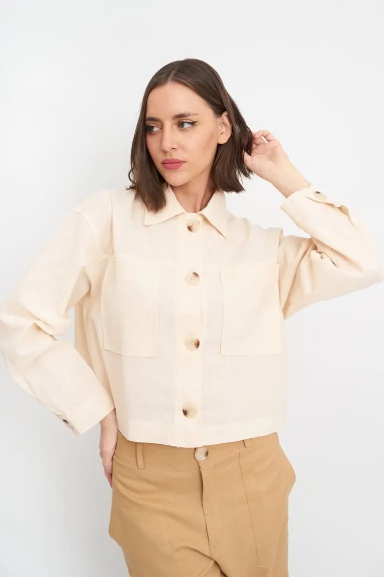 Chaqueta Crop de Lino de Hesed en Chaquetas para argentina