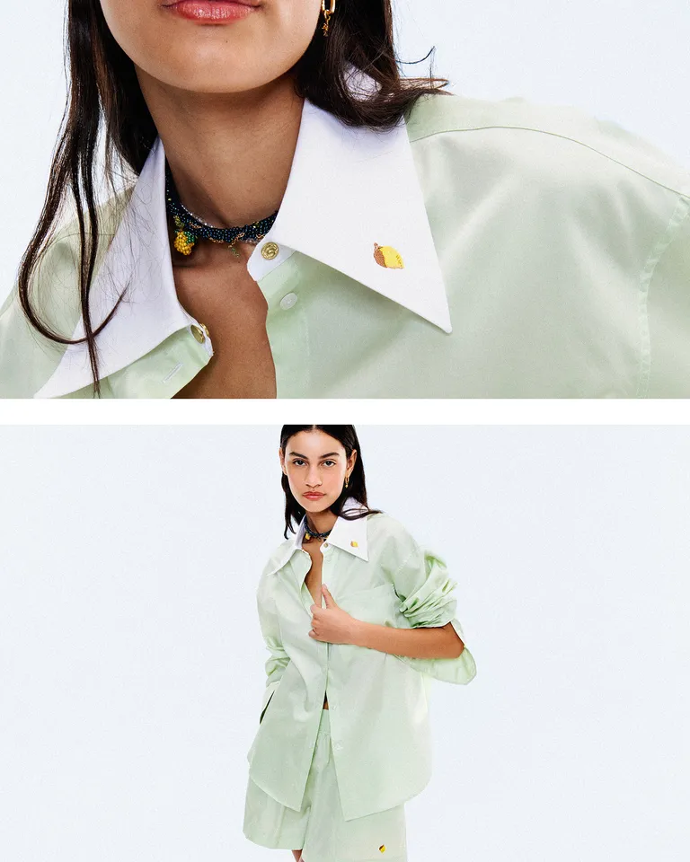 Camisa de algodón de corte relajado con detalles en contraste de Jazmin Chebar en Camisas para argentina