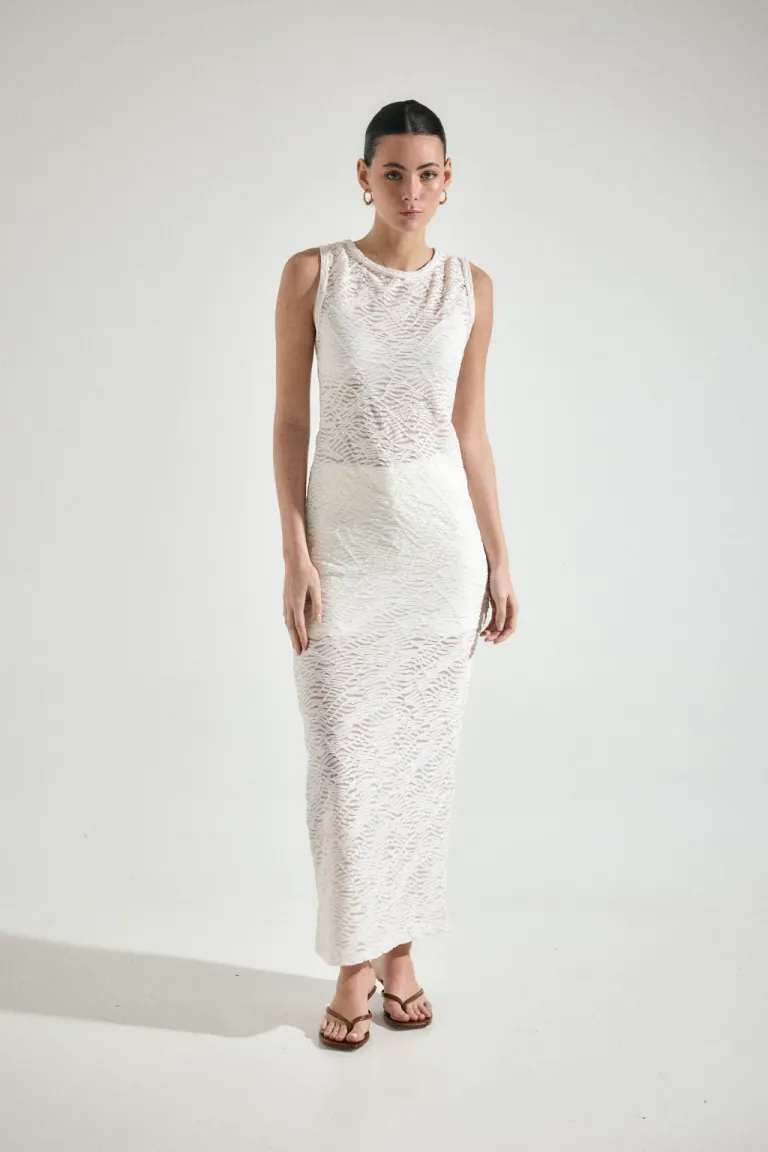 Vestido de tul labrado sin mangas con escote redondo para mujer de Audaz en Vestidos para argentina