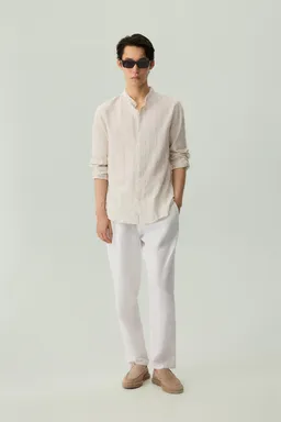 Camisa cuello mao lino algodón de Lefties en Camisas para argentina