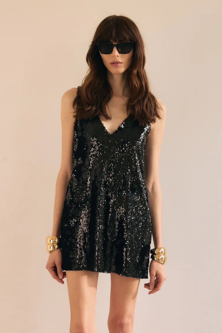 Vestido corto de lentejuelas con escote en V y espalda descubierta de Portsaid en Vestidos para argentina
