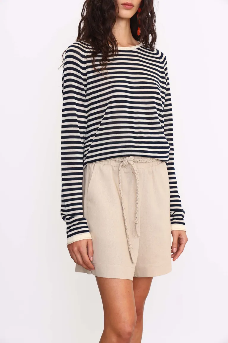 Shorts de lino blend con cintura elástica y detalles trenzados de Yagmour en Shorts para argentina