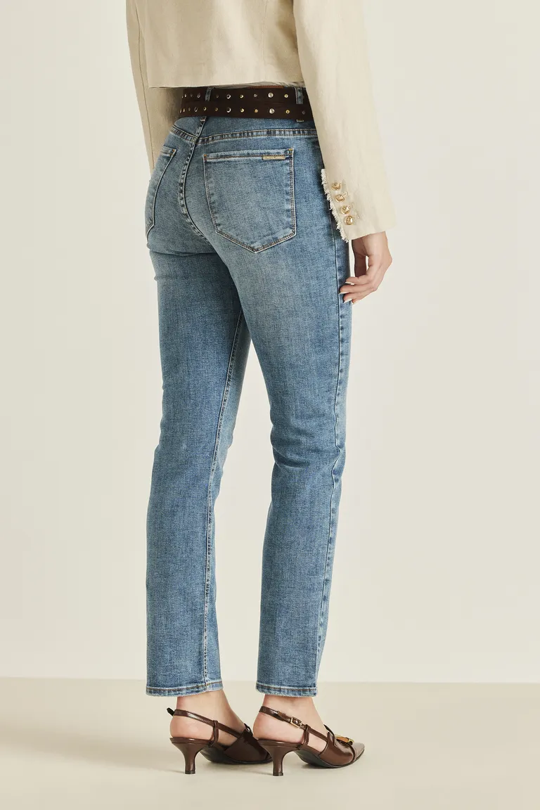 Pantalón de denim de tiro alto con detalles exclusivos de la marca de Tucci en Pantalones para argentina