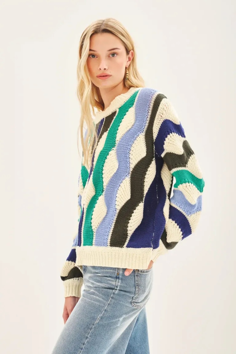Sweater tejido asimétrico con recortes y diseño desagujado manga larga de Rapsodia en Buzos y Sweaters para argentina