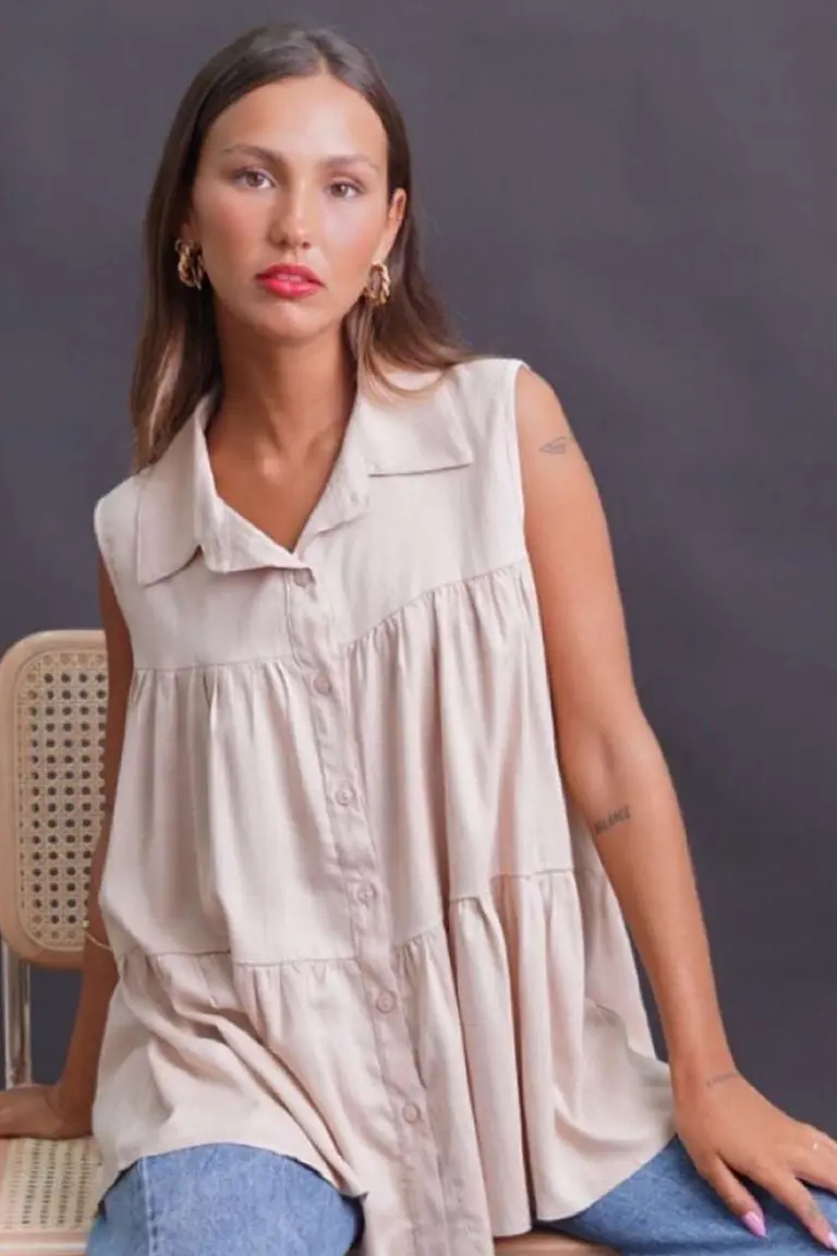 Camisa de Lino Fruncida de Hesed en Camisas para argentina