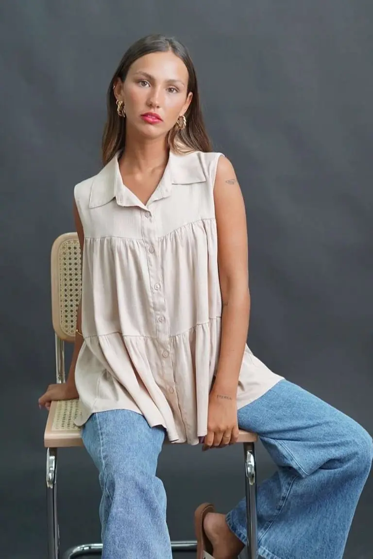 Camisa de Lino Fruncida de Hesed en Camisas para argentina