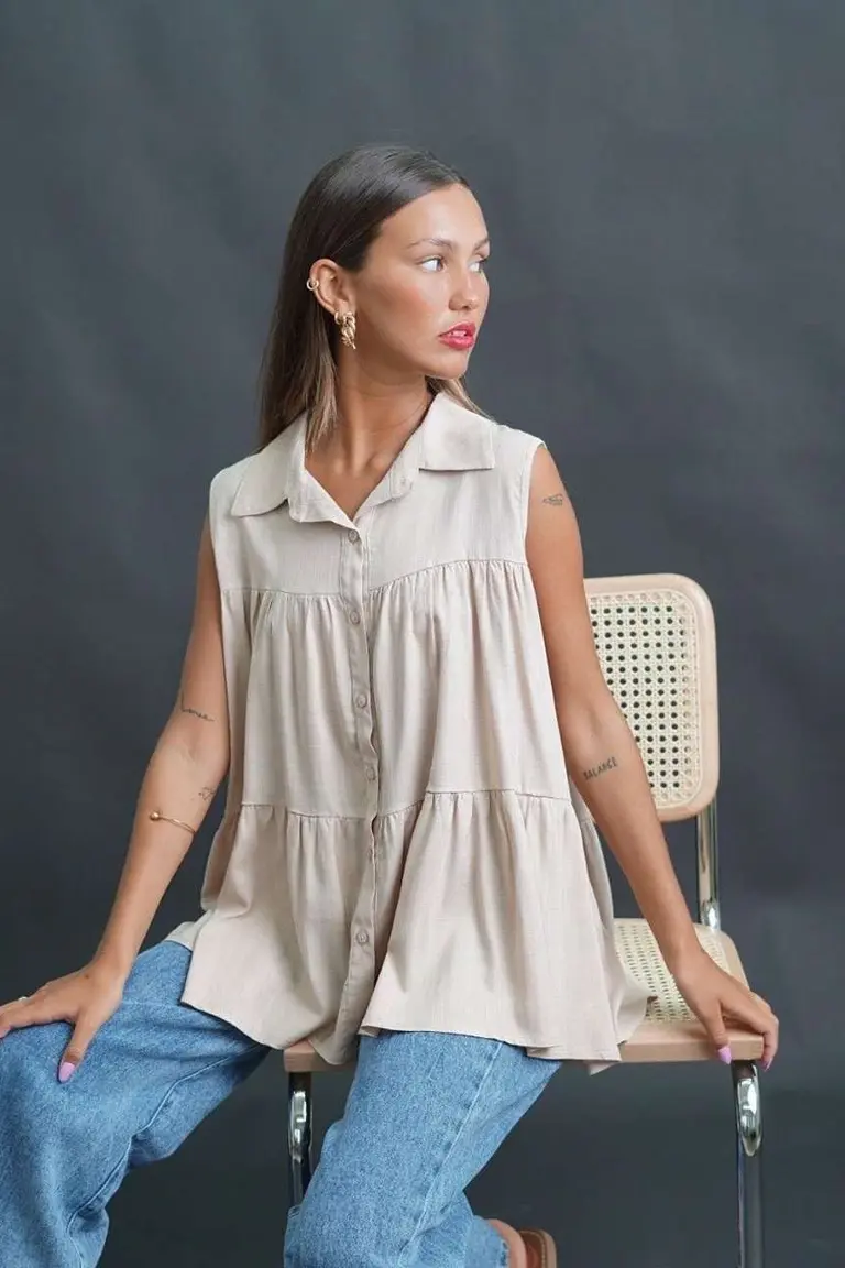 Camisa de Lino Fruncida de Hesed en Camisas para argentina