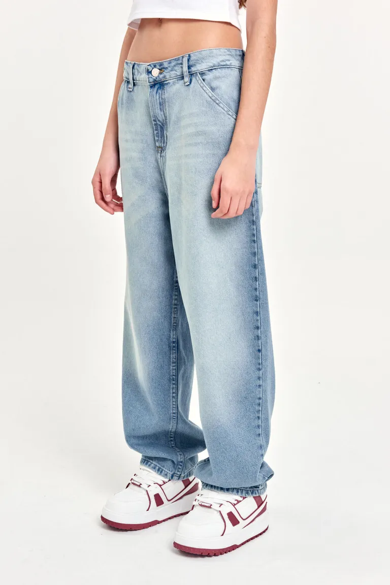 Pantalones de corte baggy en denim lavado con aspecto desgastado de 47 Street en Pantalones para argentina